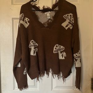 Rue 21 Distressed Mushroom Sweater